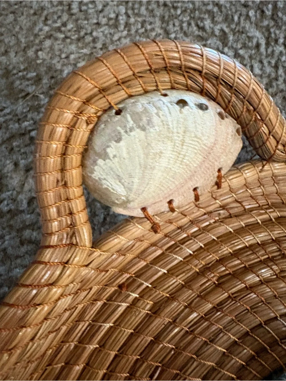 Woven Rattan Wall Basket with Decorative Shells
